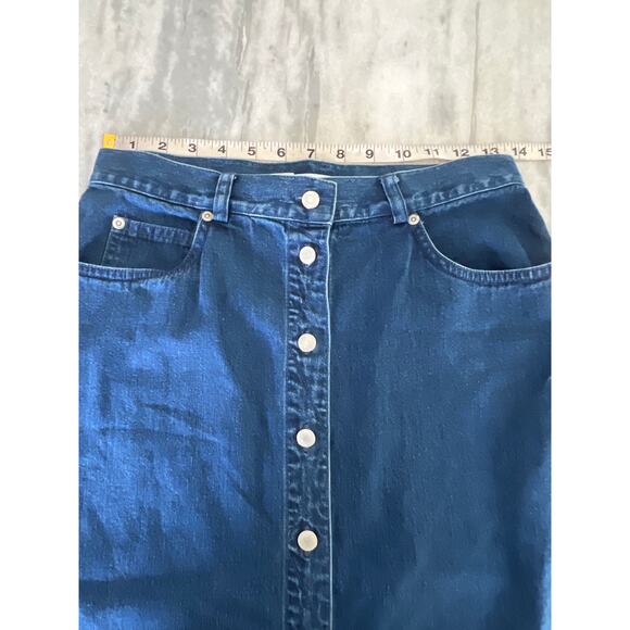 Talbots- Vintage Denim Skirt Button Front Maxi Midi Size 8 Westerncore Retro - Picture 5 of 7